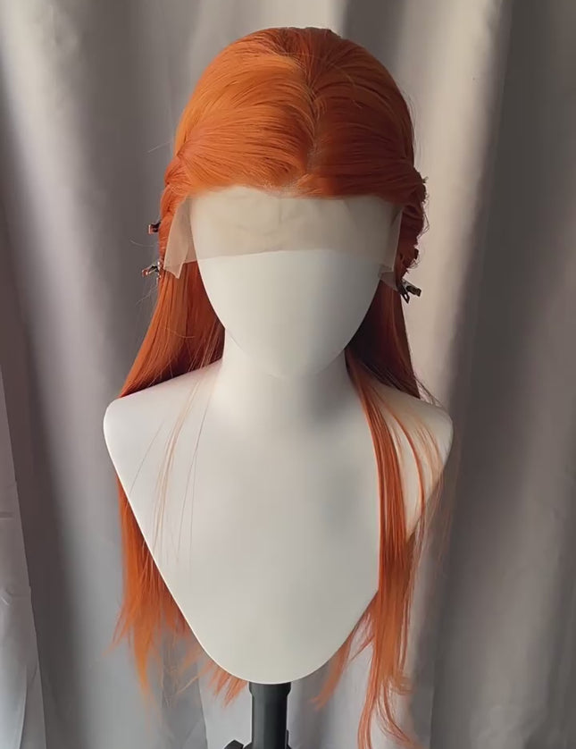 Synthetic lace frontal color wig straight---13*4---ginger color---pay 1 get 2