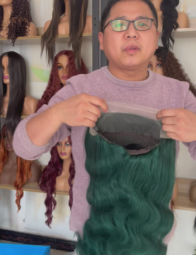 Human Hair Wig 12A Body Wave green color