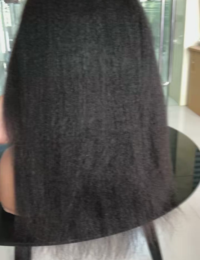 Kinky straight black color Lace Frontal 13x4 Virgin Human Hair LACE Wig 15A