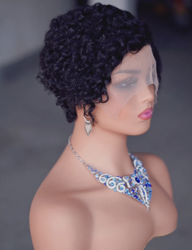 13*4*1 lace part -pixie cut wig Human Hair Wigs--CX021- color 1B#---pay 1 get 2