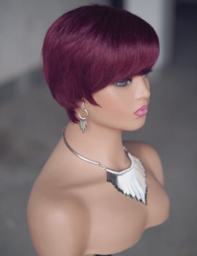 Machine made pixie cut wig---JK9149-#99---pay 1 get 2
