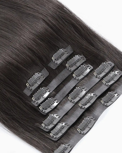 PU clip hair extensions--Black color