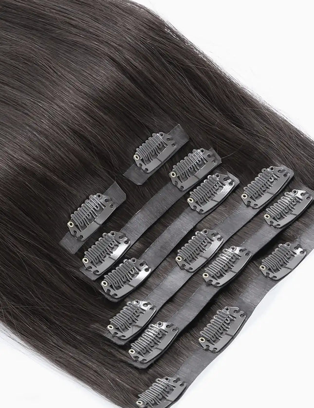 PU clip hair extensions--Black color