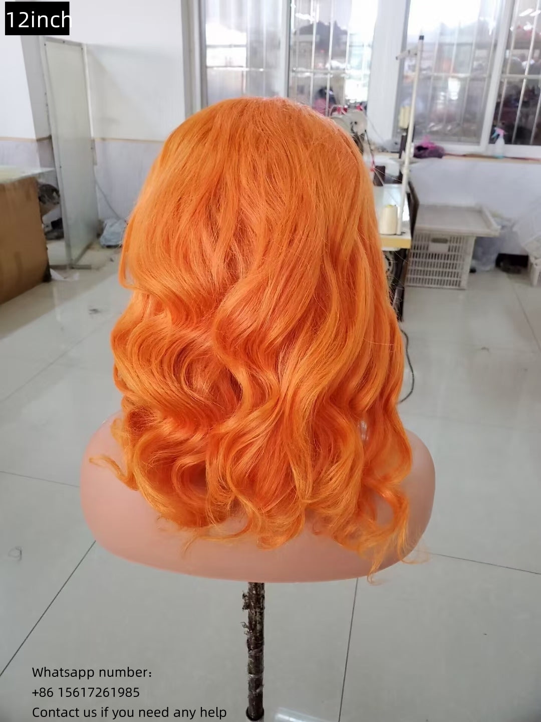 Shining orange color Lace Frontal 13x4， 100% Virgin Human Hair Transparent LACE Wig 180% density