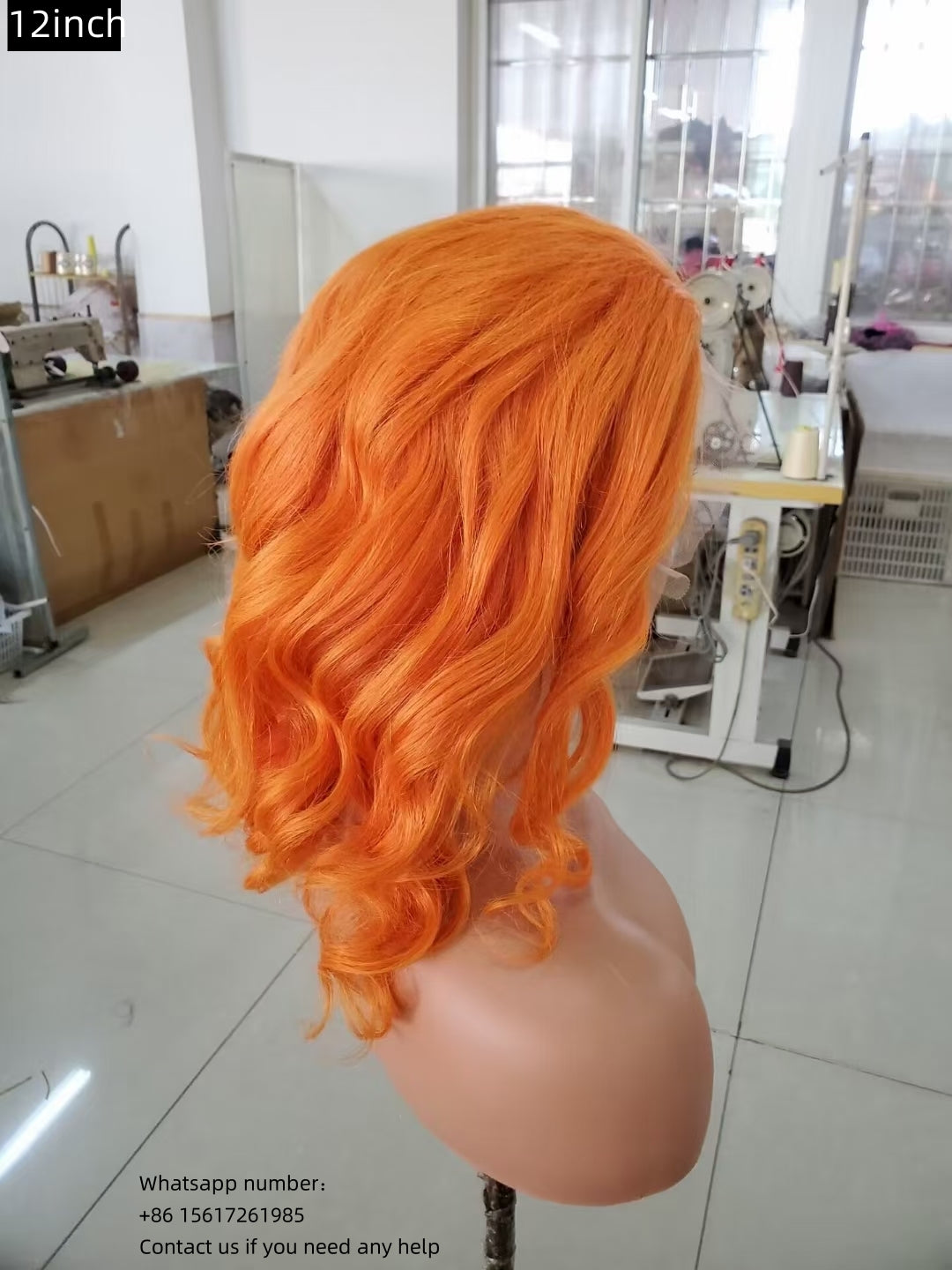 Shining orange color Lace Frontal 13x4， 100% Virgin Human Hair Transparent LACE Wig 180% density