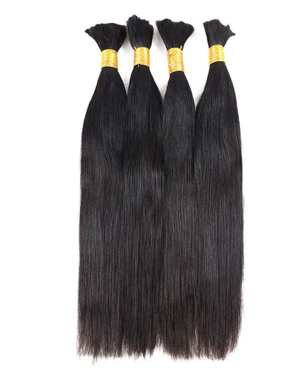 Straight natural black color 15A human hair bulk for braiding