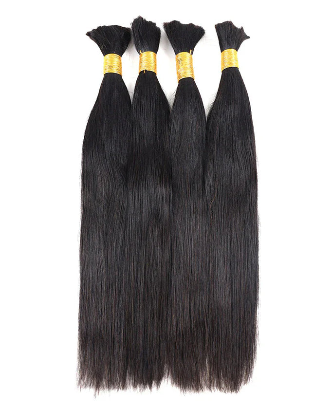 Straight natural black color 15A human hair bulk for braiding