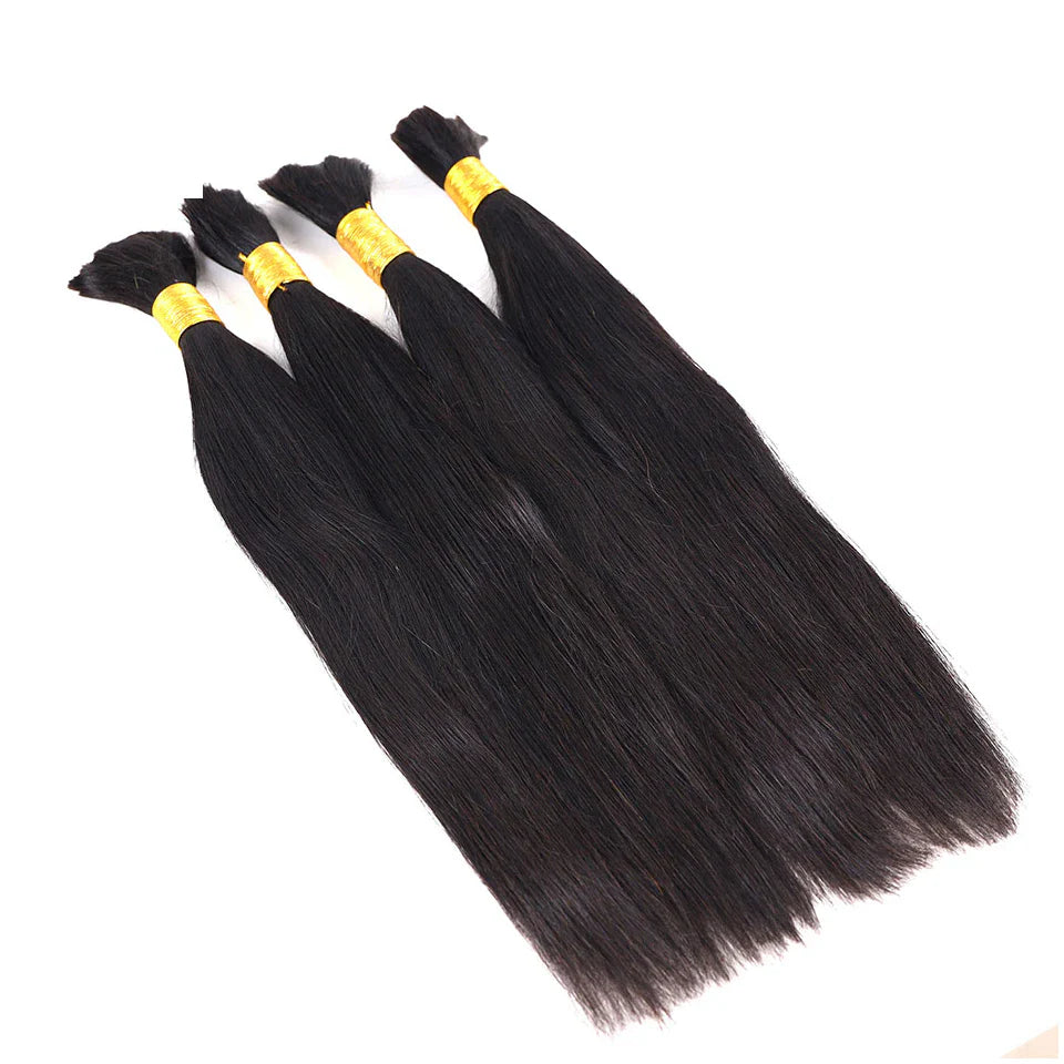 Cabello humano liso color negro natural 12A a granel para trenzar