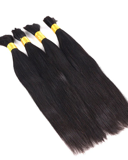 Straight natural black color 15A human hair bulk for braiding