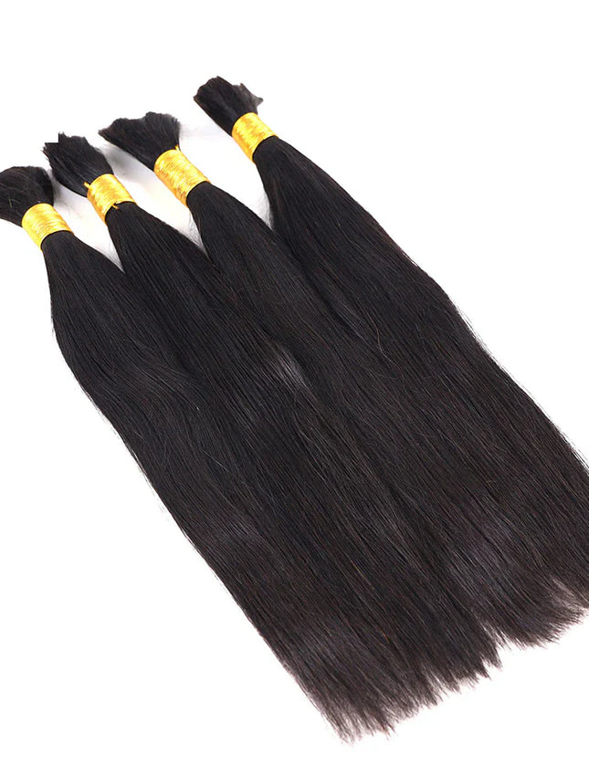 Straight natural black color 15A human hair bulk for braiding