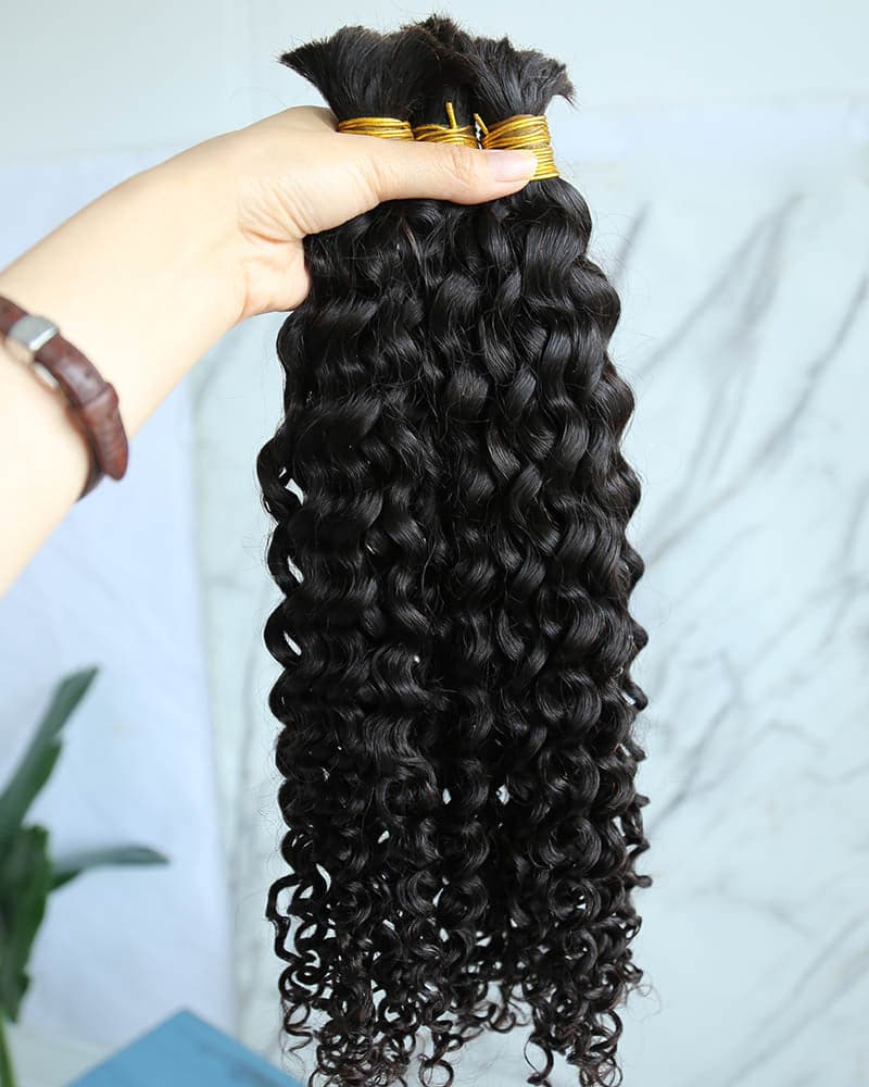Cabello humano rizo español color negro natural 12A a granel