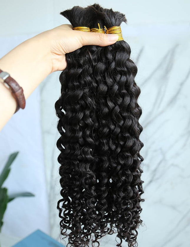 Spanish curl natural black color 12A human hair bulk