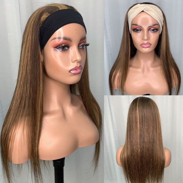 #P4/30 headband wig straight 100% Virgin Human Hair