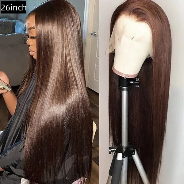 Dark Brown 4x4，5x5 Transparent Lace closure Straight  100% Virgin Human Hair LACE Wig  180% density