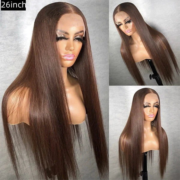 Dark Brown 4x4，5x5 Transparent Lace closure Straight  100% Virgin Human Hair LACE Wig  180% density