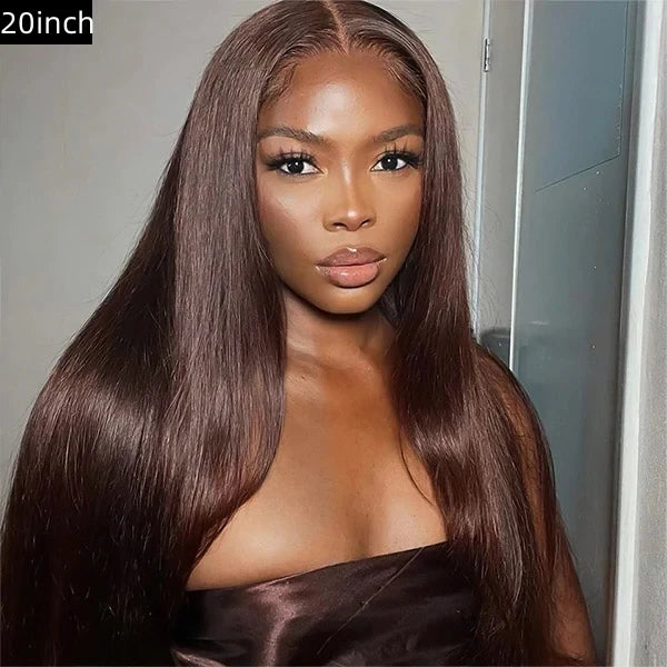 Dark Brown 4x4，5x5 Transparent Lace closure Straight  100% Virgin Human Hair LACE Wig  180% density