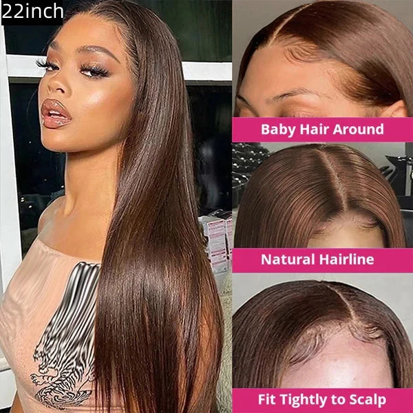 Dark Brown 4x4，5x5 Transparent Lace closure Straight  100% Virgin Human Hair LACE Wig  180% density