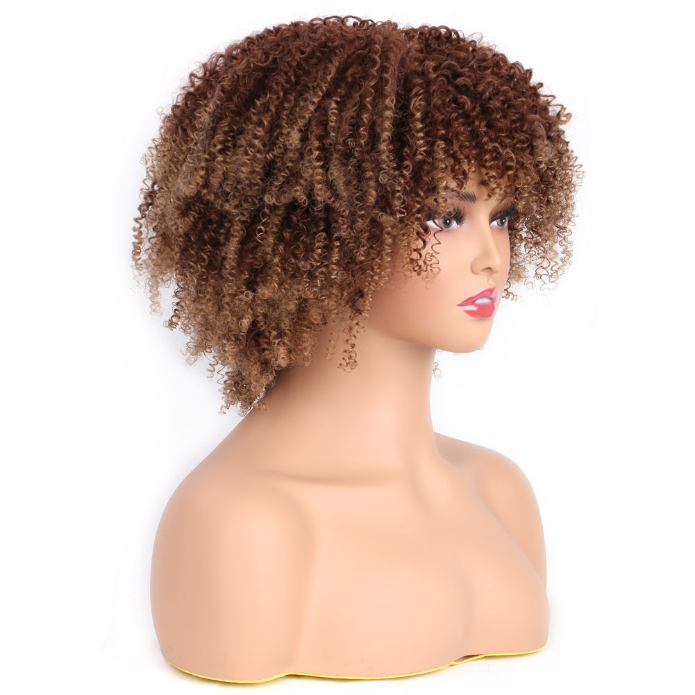 Fiber Small Roll Afro Kinky Curly Wig Short Fluffy-- Color 33/27