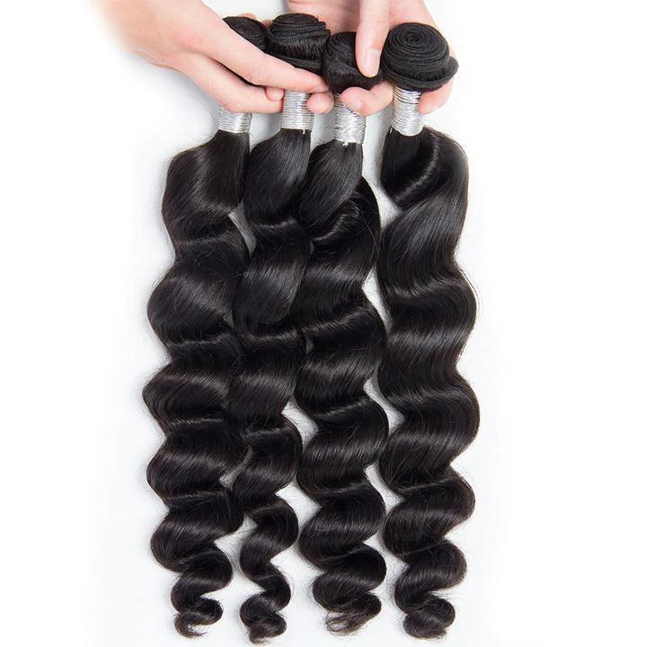 Loose wave human hair Bundles 100% virgin Hair Weave 1pc natural black color