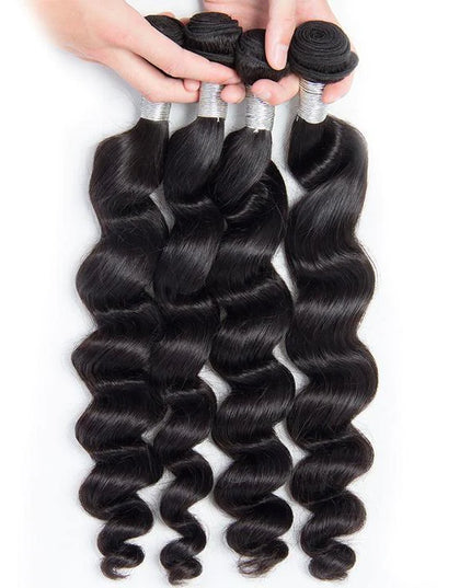 Loose wave human hair Bundles 100% virgin Hair Weave 1pc natural black color