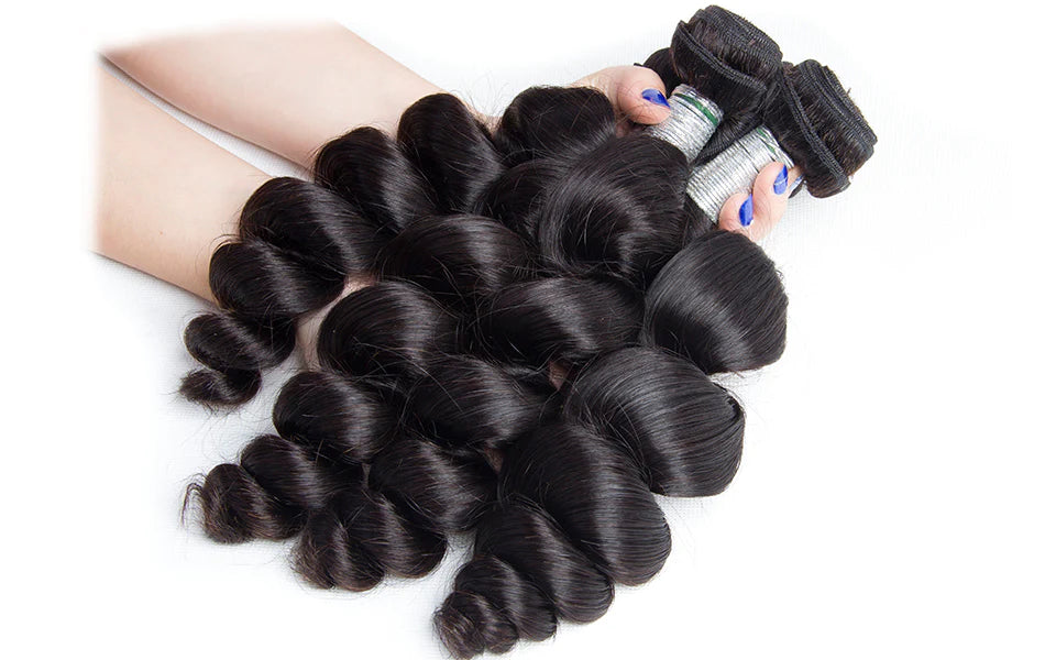 Loose wave human hair Bundles 100% virgin Hair Weave 1pc natural black color