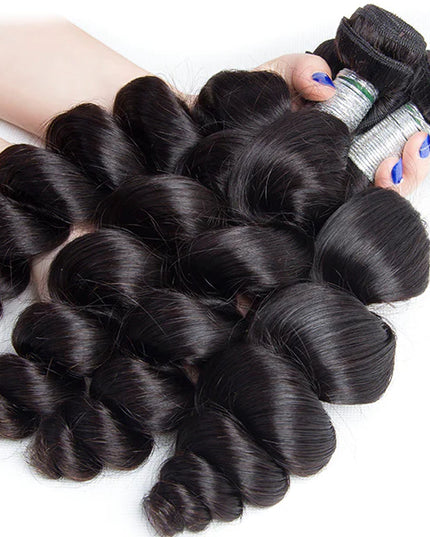 Loose wave human hair Bundles 100% virgin Hair Weave 1pc natural black color