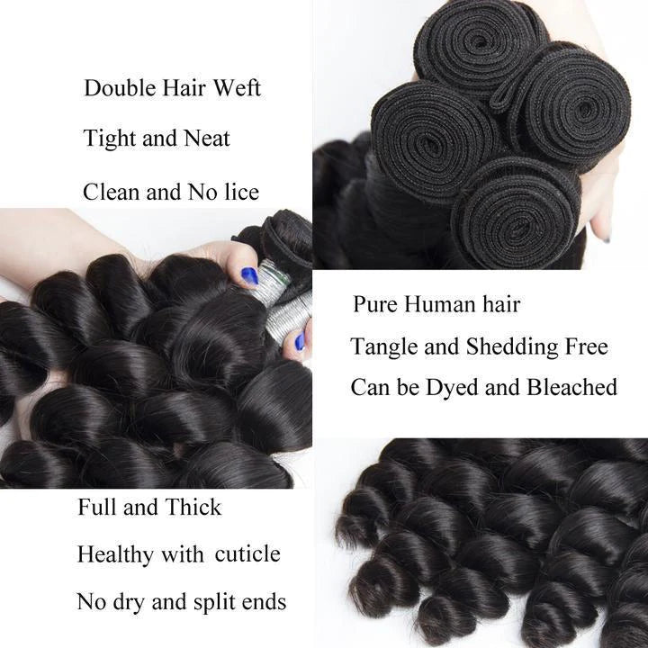 Loose wave human hair Bundles 100% virgin Hair Weave 1pc natural black color