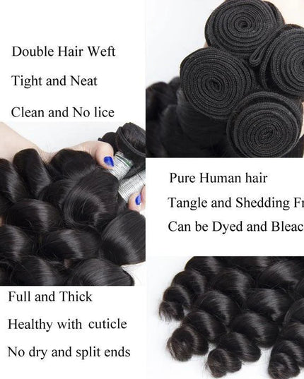 Loose wave human hair Bundles 100% virgin Hair Weave 1pc natural black color