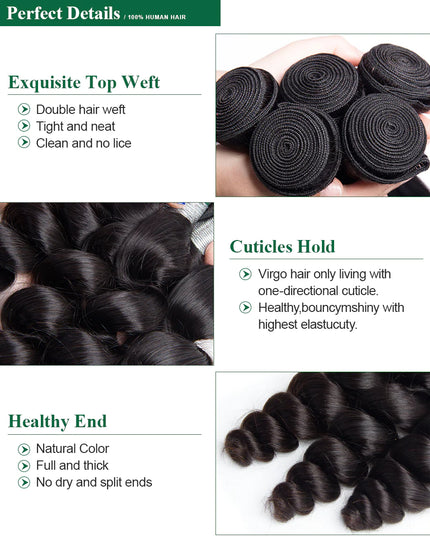 Loose wave human hair Bundles 100% virgin Hair Weave 1pc natural black color
