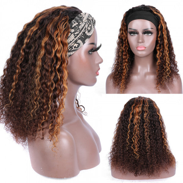 Color #P4/30  water wave 100% Virgin Human Hair headband wig