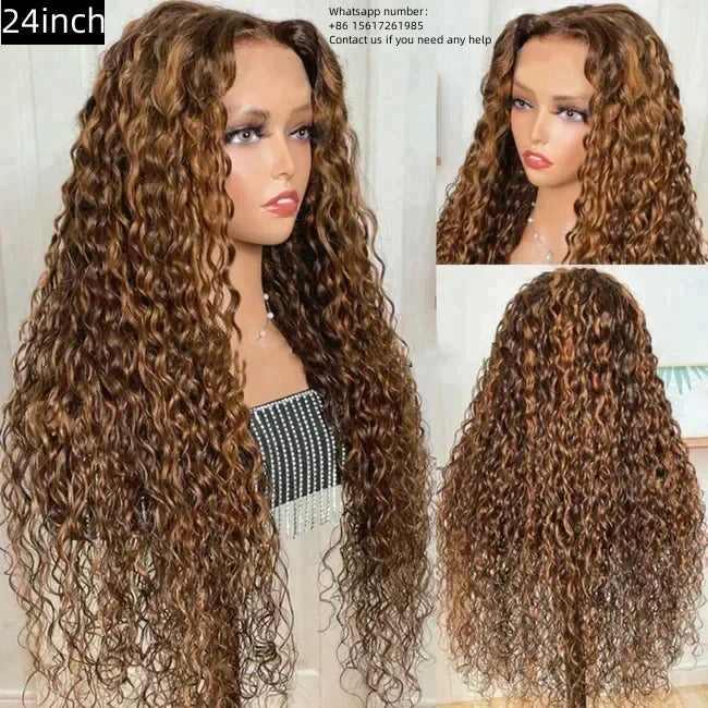 P4/30 Lace Frontal 13x4 water Wave 100% Virgin Human Hair Transparent  LACE Wig 180% density