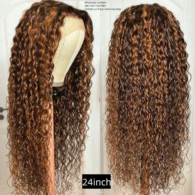 P4/30 Lace Frontal 13x4 water Wave 100% Virgin Human Hair Transparent  LACE Wig 180% density