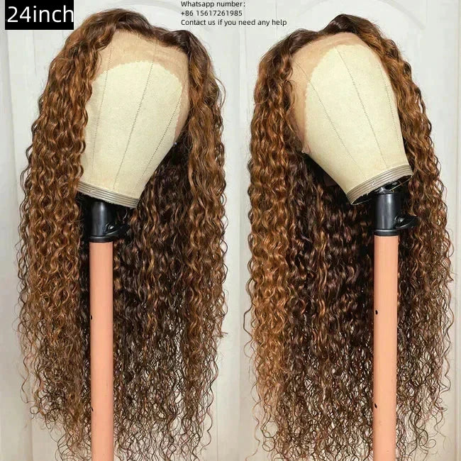 P4/30 Lace Frontal 13x4 water Wave 100% Virgin Human Hair Transparent  LACE Wig 180% density