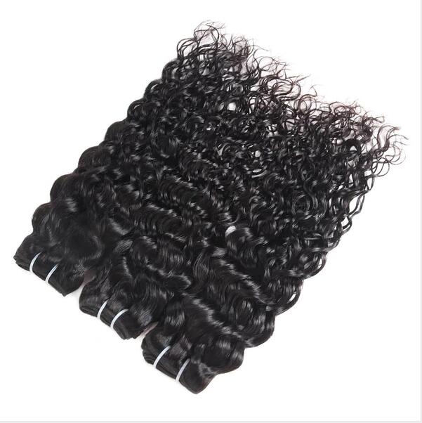 Water wave human Virgin Hair bundles natural black color 1pc