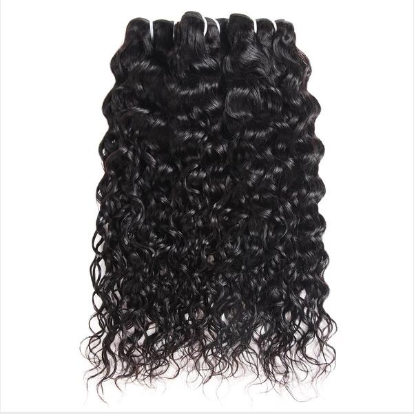 Water wave human Virgin Hair bundles natural black color 1pc