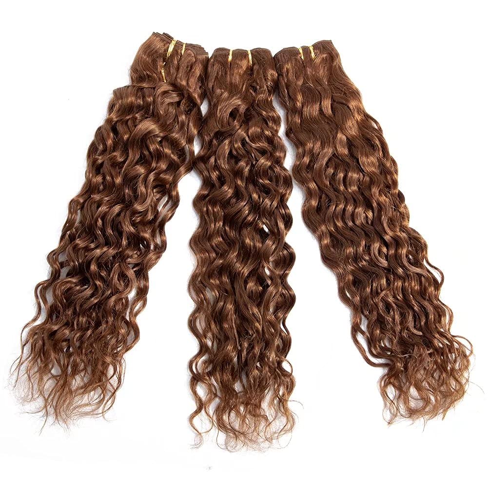 Auburn brown water wave Virgin human Hair bundles