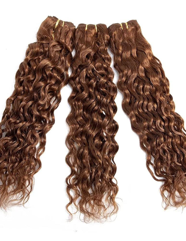 Auburn brown water wave Virgin human Hair bundles
