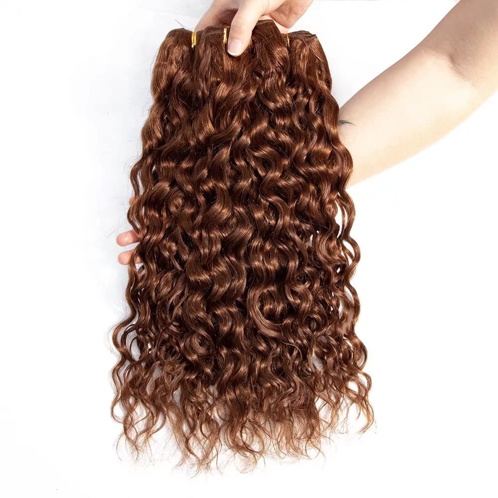 Auburn brown water wave Virgin human Hair bundles