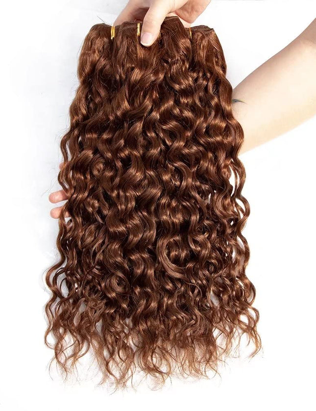 Auburn brown water wave Virgin human Hair bundles