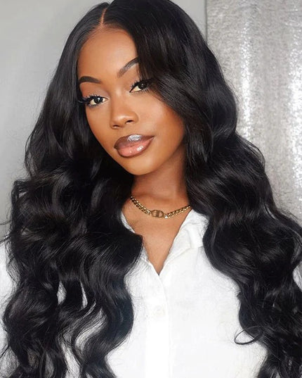 Natural Black body wave 4x4，5x5 Lace closure 100% Virgin Human Hair Wig 15A