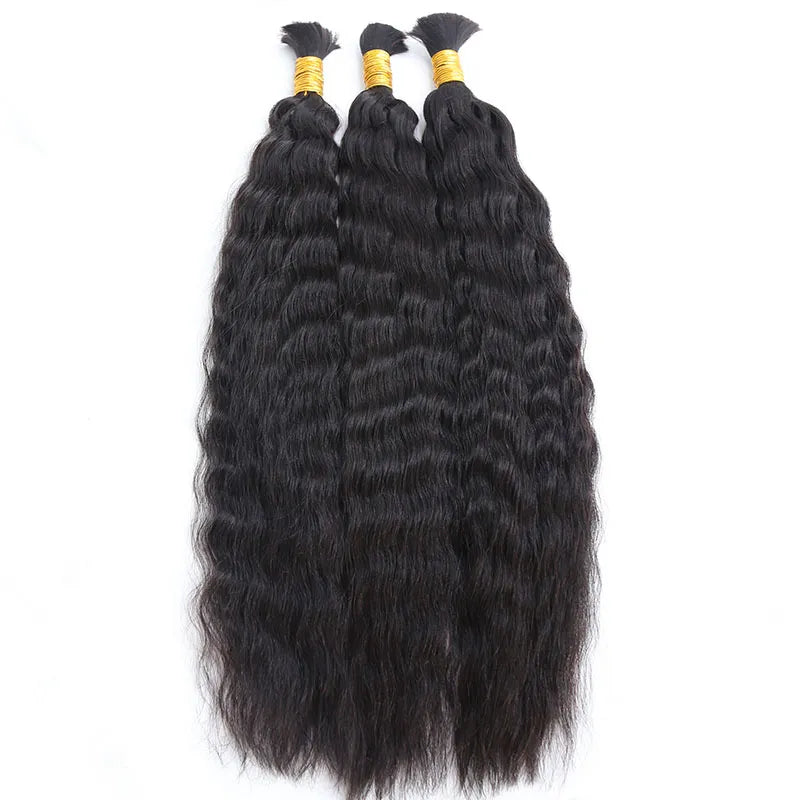Cabello humano ondulado color negro natural 12A a granel