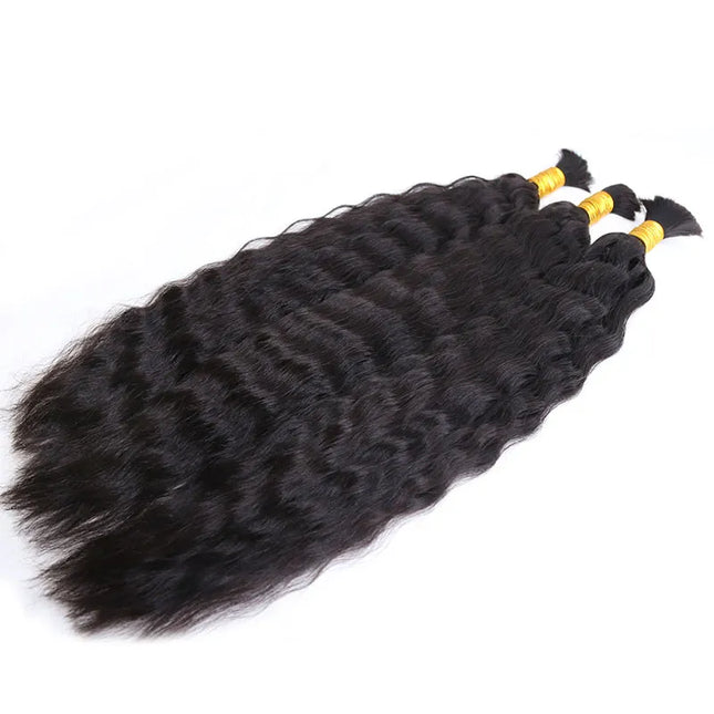 wavy wave natural black color 15A human hair bulk