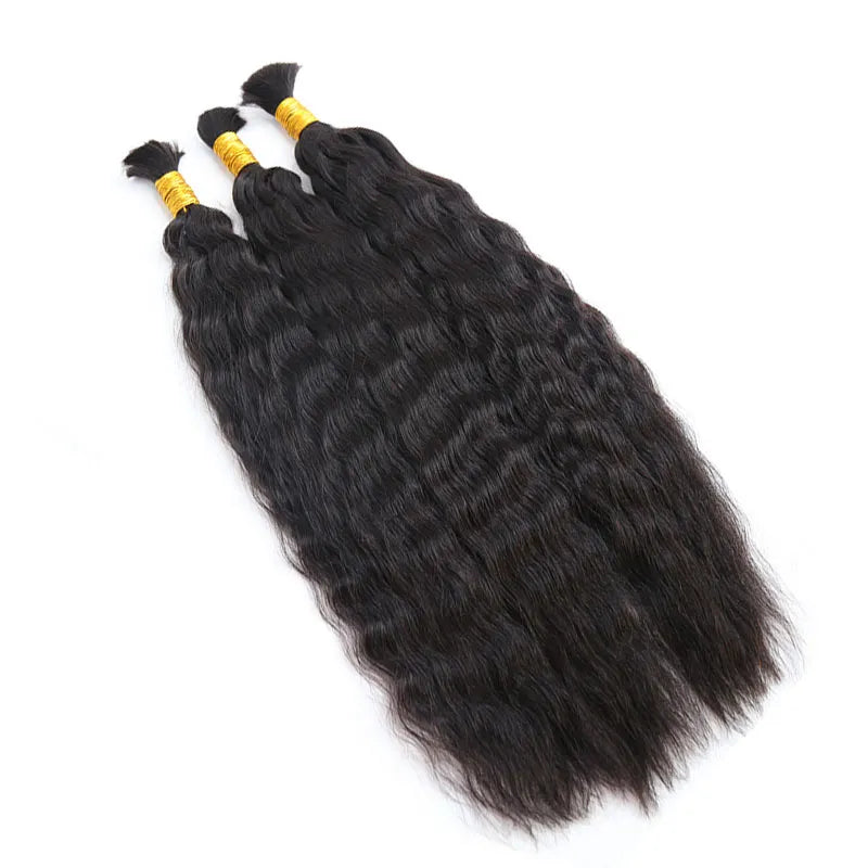 Cabello humano ondulado color negro natural 12A a granel