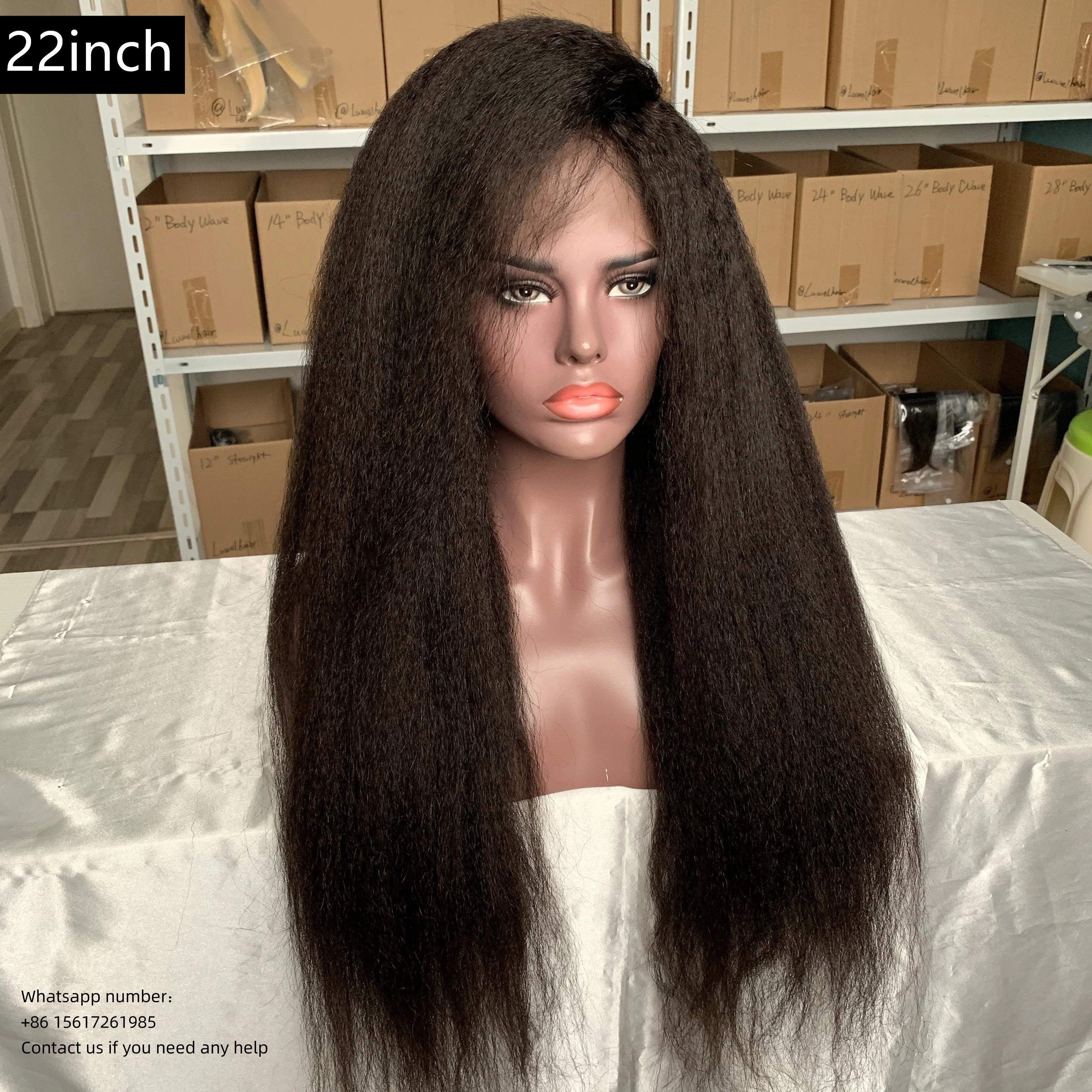 Natural black yaki straight 100% Virgin Human Hair Transparent 13x4 LACE Wig 180% density